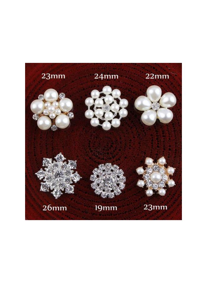 klarako 30 Pcs Mixed Pearl Rhinestone Pearl Flat Back Flatback Gems Round Flatback Rhinestone Button for Sewing Craft Wedding Dress - Image 4