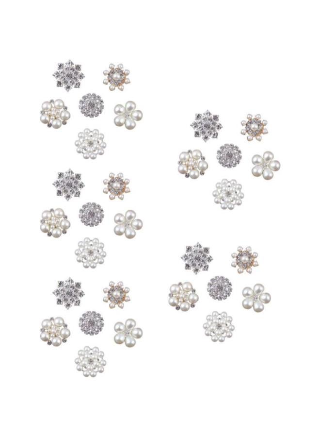 klarako 30 Pcs Mixed Pearl Rhinestone Pearl Flat Back Flatback Gems Round Flatback Rhinestone Button for Sewing Craft Wedding Dress - Image 5