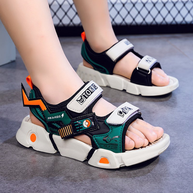 Children'S Sandals Lightweight Deodorant Velcro Summer Anti-Slip Boys 12 To 15 Years Old Middle And Large Kidsren'S Shoes - Image 1