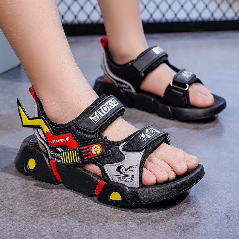 Children'S Sandals Lightweight Deodorant Velcro Summer Anti-Slip Boys 12 To 15 Years Old Middle And Large Kidsren'S Shoes - Image 5