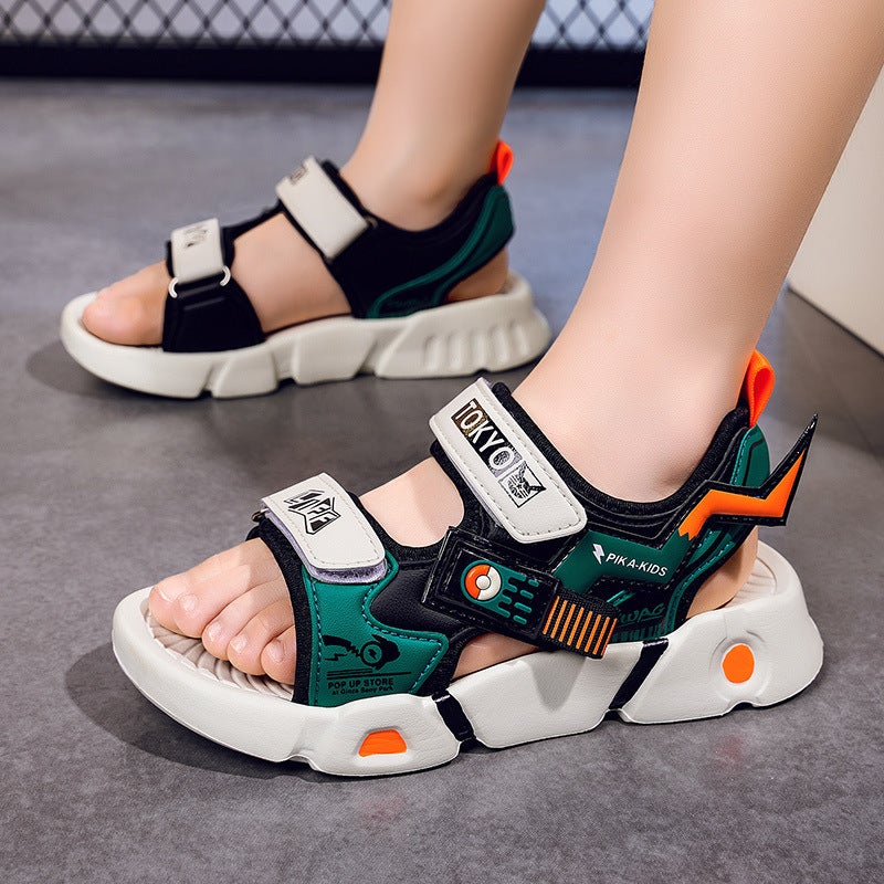 Children'S Sandals Lightweight Deodorant Velcro Summer Anti-Slip Boys 12 To 15 Years Old Middle And Large Kidsren'S Shoes - Image 4