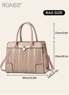 roaiss Women's Textured Printed Large Capacity Shoulder Bag Adjustable And Detachable Pu Leather Exquisite Handbag Multi Layer Tote Bag With Zipper Opening And Closing Design  - Image 4