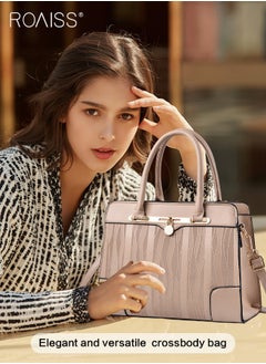 roaiss Women's Textured Printed Large Capacity Shoulder Bag Adjustable And Detachable Pu Leather Exquisite Handbag Multi Layer Tote Bag With Zipper Opening And Closing Design  - Image 2