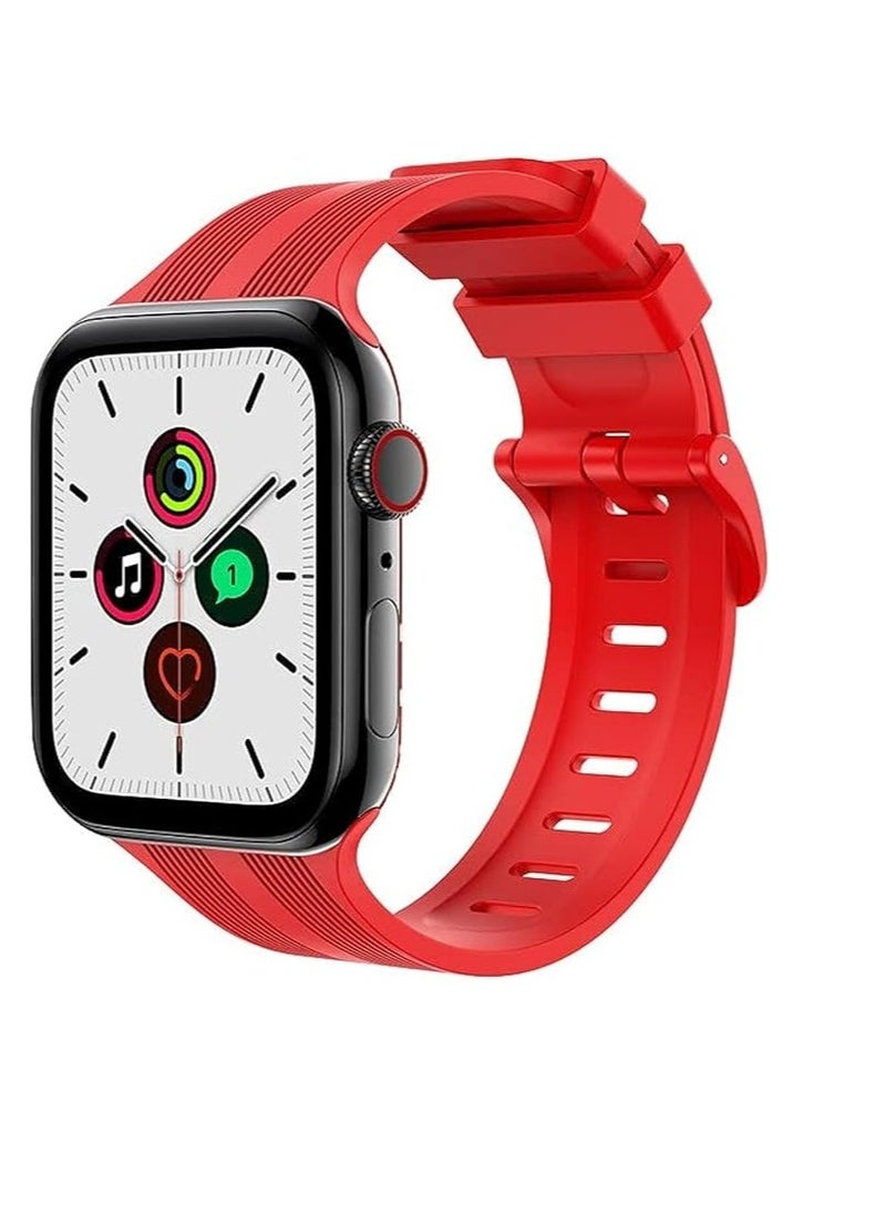 Generic - Soft Silicone Breathable Bracelet Band for Apple Watch42mm/44mm/45mm (Red) - Image 1