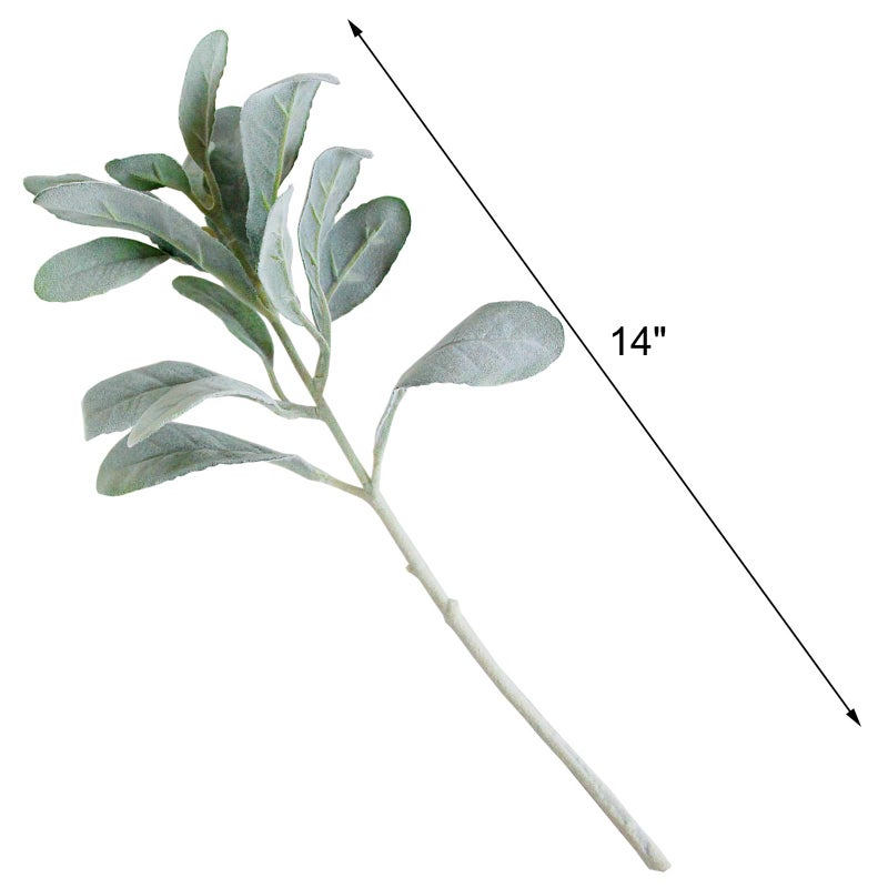 Tinsow Artificial Flocked Lambs Ear Leaves Dusty Miller Stems Flocked Oak Leaves Lamb's Ear Foliage for Home Wedding DIY Floral Arrangement (Silver Lamb's Ear, 5) - Image 4