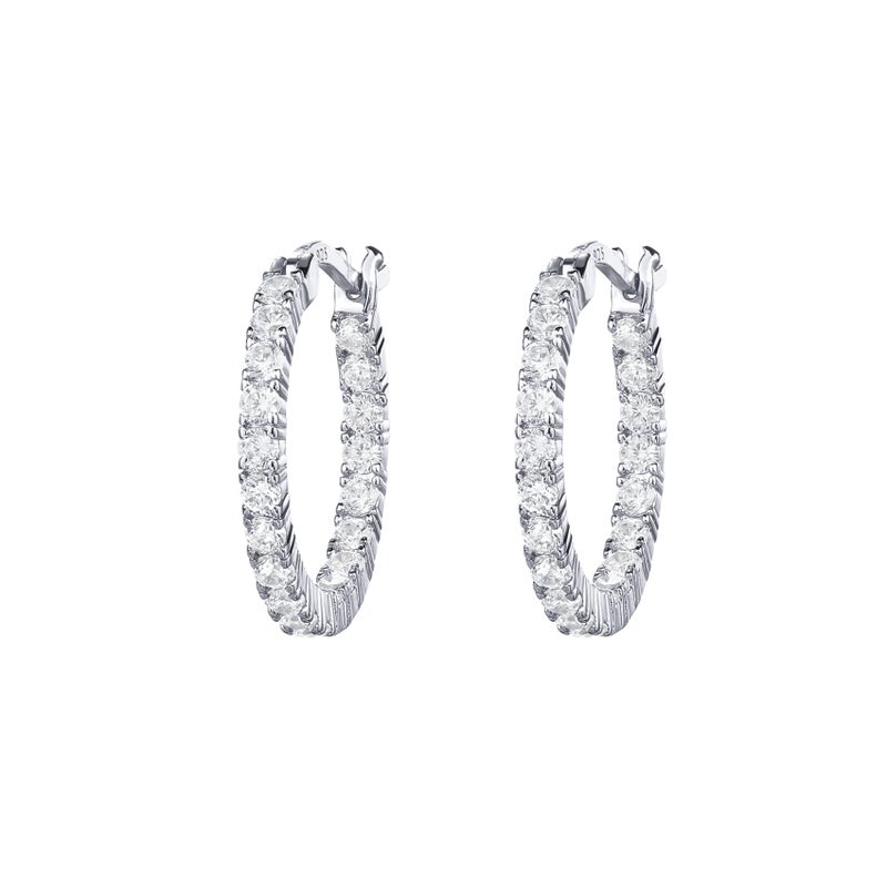 PAVOI 14K Gold Plated 925 Sterling Silver Post Cubic Zirconia Hoop Earrings | White Gold Hoops - Image 3