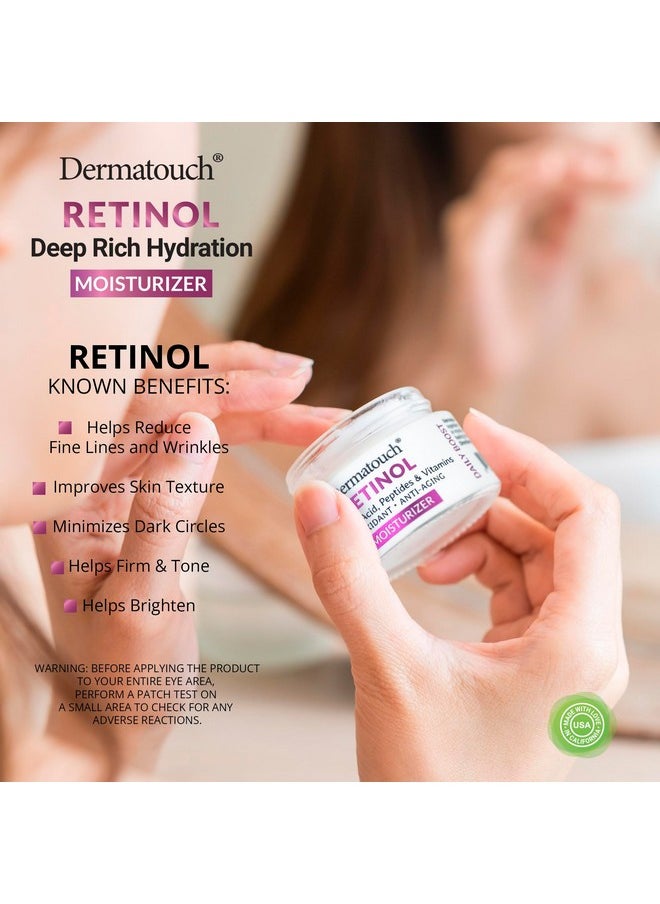 DERMATOUCH Retinol Face Moisturizer 1.7 Oz Hyaluronic Acid Peptides & Vitamins Made In America  - Image 2
