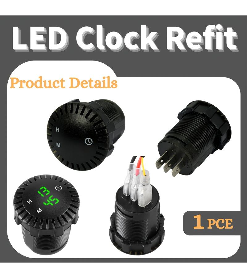 1 قطعة عداد إلكتروني LED للسيارة يعرض الساعات والدقائق مع شاشة لمس ومفتاح شاحن وطقم توصيلات الأسلاك - Image 5