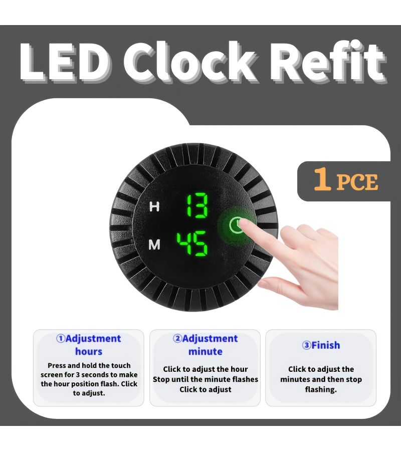 1 قطعة عداد إلكتروني LED للسيارة يعرض الساعات والدقائق مع شاشة لمس ومفتاح شاحن وطقم توصيلات الأسلاك - Image 3