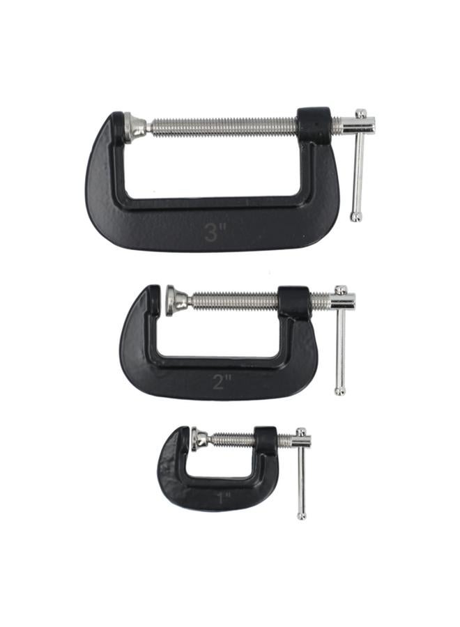 ACE 3-Piece C-Clamp Set Black and Silver 1/2/3inch - Image 1