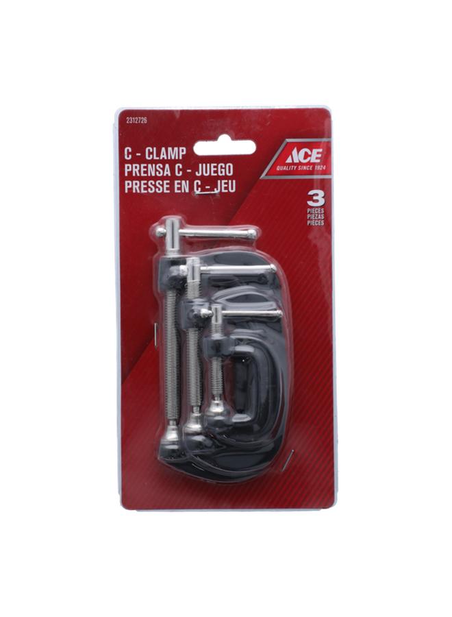 ACE 3-Piece C-Clamp Set Black and Silver 1/2/3inch - Image 2