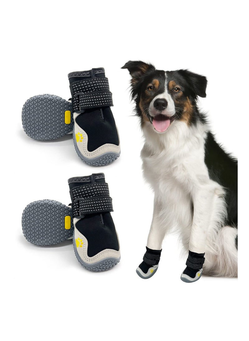 SYOSI SYOSI 4Pcs Dog Shoes for Dogs, Anti-Slip Dog Snow Boots, Waterproof Dog Shoes for Puppy, with Reflective Straps Breathable Paw Protectors Pet Dog Boots for Hot Pavement Soft  - Image 4