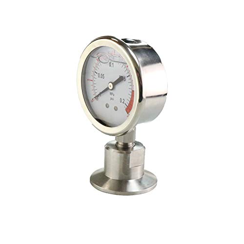 CRBrewBeer Stainless Steel 2.5" Dial Sanitary Pressure Gauge, Glycerin Filled. 0-30 PSI Range, 1.5" Tri Clamp Bottom Mount - Image 3