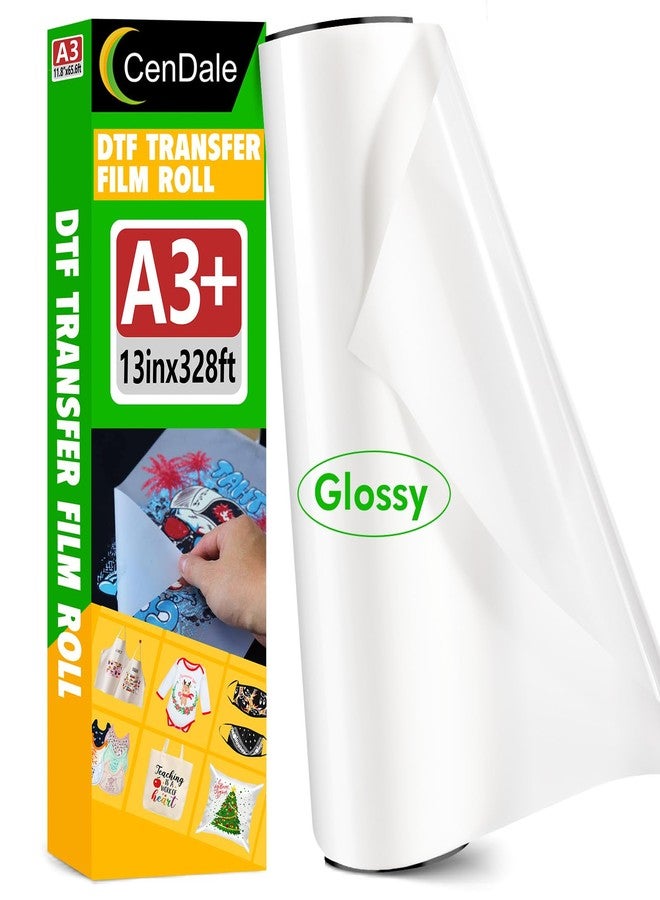 CenDale DTF Film Roll 13" x 328ft Glossy - Premium A3+ DTF Transfer Film Roll, Hot and Cold Peel DTF Roll Film, Single-Sided Clear DTF Paper Roll for Dark & Light T-Shirts (13in x 100M, Glossy) - Image 1