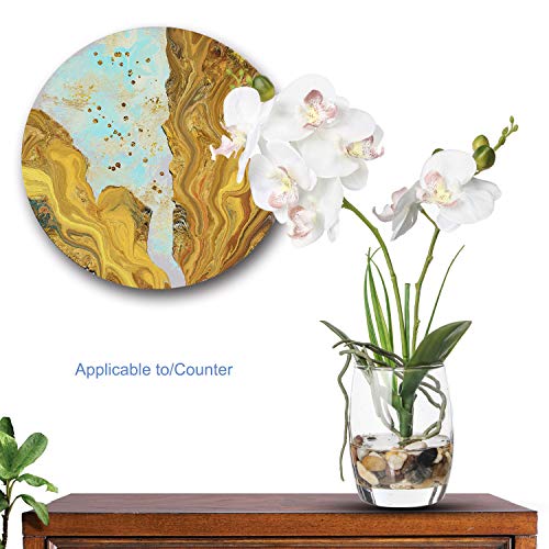Jusdreen 1 Pcs Glass Vase Artificial Orchid Flower Bonsai Vivid Phalaenopsis Flowers Potting for Home Office Décor,Table Centerpiece Room Decorations 14.5 INCH (Glass Vase/White Orchid) - Image 4