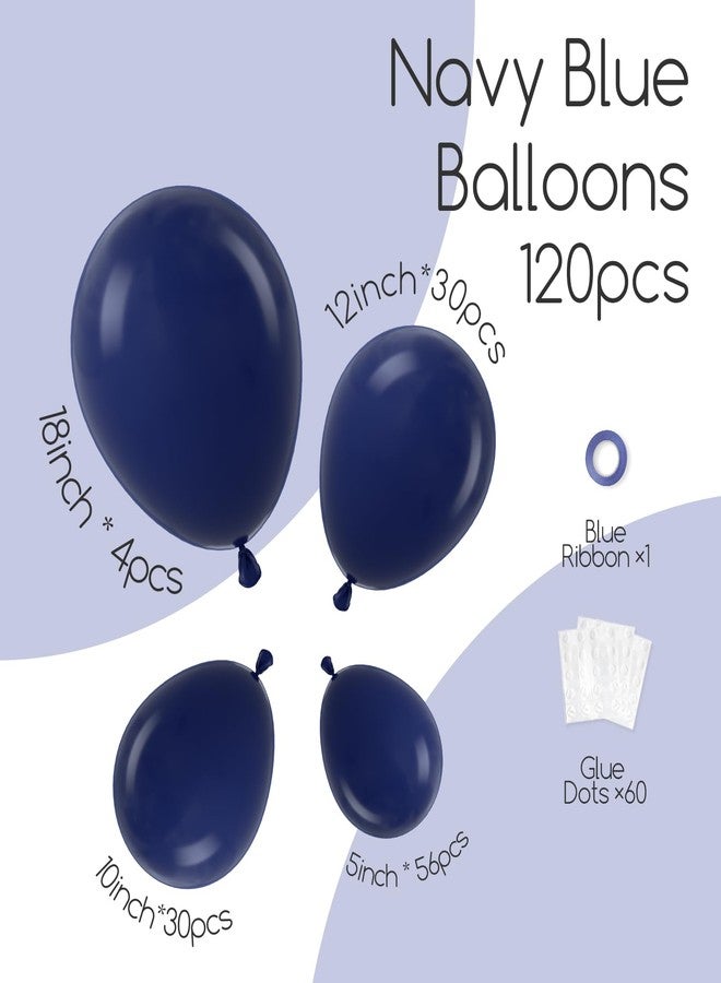 awenztech 120pcs Navy Blue Balloons, 18 12 10 5 inch Navy Blue Balloons Different Sizes Dark Blue Balloon Arch Kit for Graduation Wedding Birthday Party Decorations - Image 2