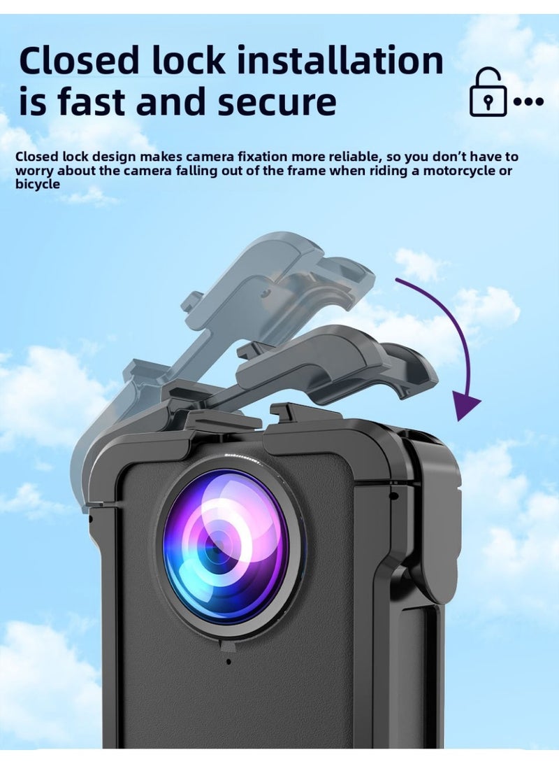Protective Frame for DJI OSMO 360 Camera Aluminum Alloy Cage with Cold Shoe & 1/4 Mount, Magnetic Quick Release, Full Port Access, Battery Slot Design, Durable & Lightweight - Image 2