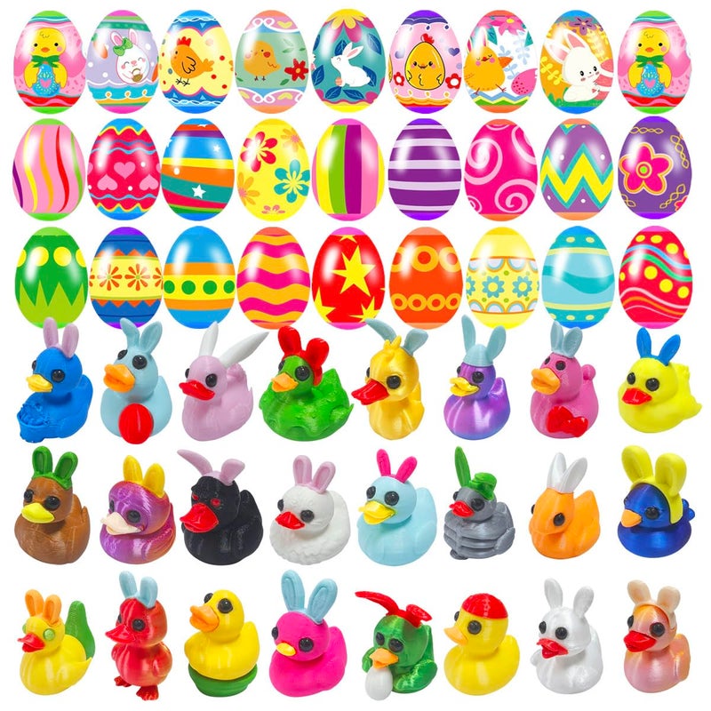 Cherislpy 24 Pcs Prefilled Easter Eggs with 3D Print Easter Ducks Toys Inside for Kids Girls Boys Easter Basket Stuffers Party Favors Gifts Easter Egg Fillers Hunt - Image 1