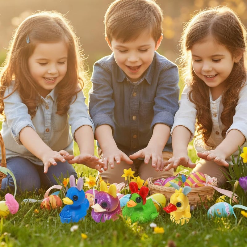 Cherislpy 24 Pcs Prefilled Easter Eggs with 3D Print Easter Ducks Toys Inside for Kids Girls Boys Easter Basket Stuffers Party Favors Gifts Easter Egg Fillers Hunt - Image 5
