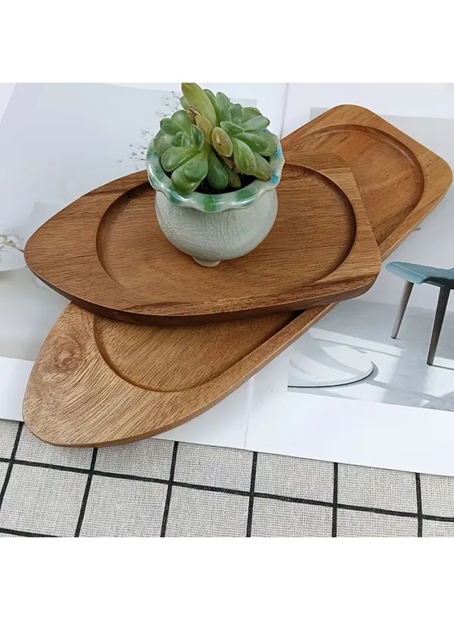 A Spaceship Shaped Hardwood Wooden Tray Multifunctional Solid Wood Serving Tray Natural Texture Durable Crack Resistant For Serving Meals Tea Sets Fruits Vegetables And Jewelry Ideal For Home Use Elegant Decor - Image 5