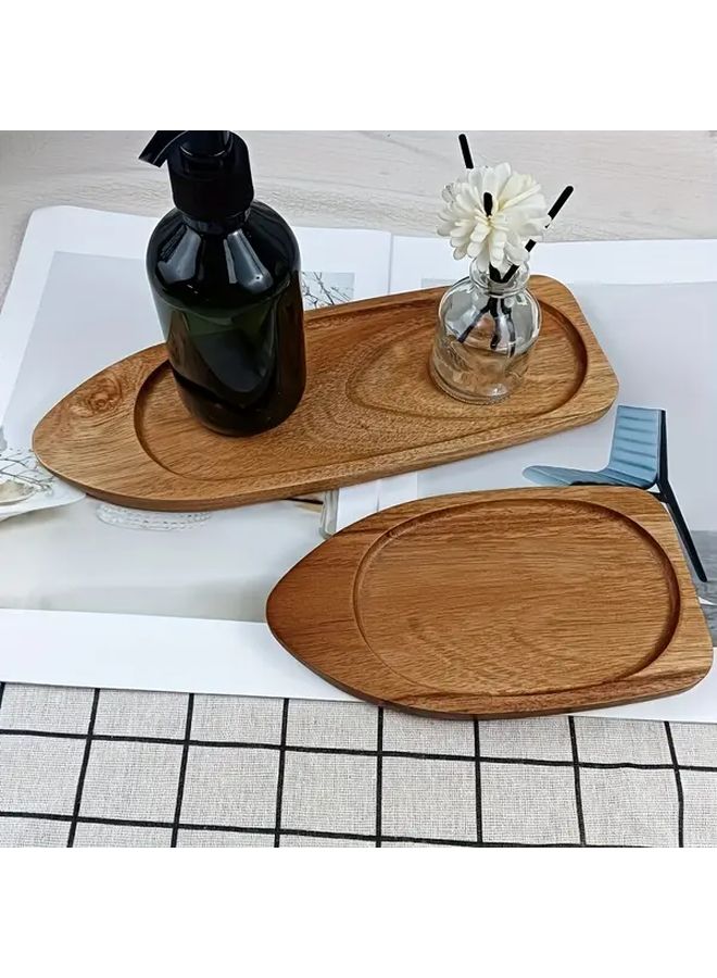 A Spaceship Shaped Hardwood Wooden Tray Multifunctional Solid Wood Serving Tray Natural Texture Durable Crack Resistant For Serving Meals Tea Sets Fruits Vegetables And Jewelry Ideal For Home Use Elegant Decor - Image 4