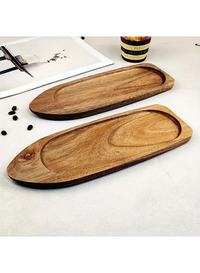 A Spaceship Shaped Hardwood Wooden Tray Multifunctional Solid Wood Serving Tray Natural Texture Durable Crack Resistant For Serving Meals Tea Sets Fruits Vegetables And Jewelry Ideal For Home Use Elegant Decor - Image 3