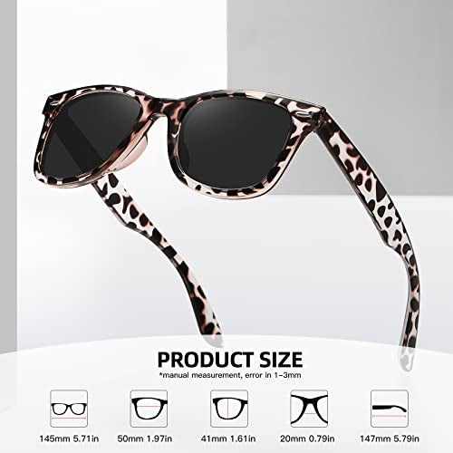 MEETSUN Polarized Sunglasses for Men Women Classic Retro Square Frame Driving Sun Glasses UV400 Protection Grey Leopard - Image 4