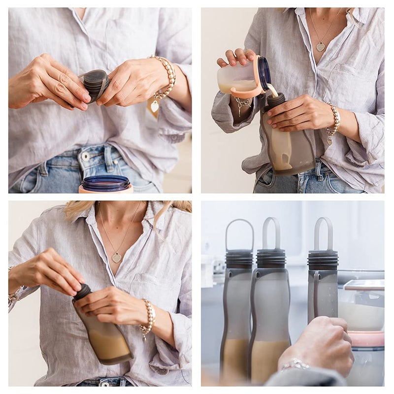 haakaa Breastmilk Storage Bags Silicone Milk Storage Bags for Breastfeeding Reusable & Leakproof, 9oz/260ml, 10 PK - Image 4