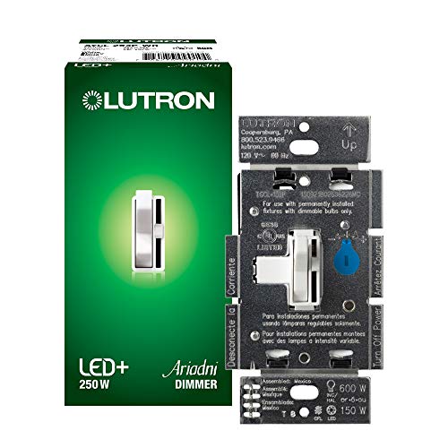 Lutron Toggler LED+ Dimmer Switch for Dimmable LED, Halogen and Incandescent Bulbs, 250W/Single-Pole or 3-Way, AYCL-253P-WH, White - Image 1