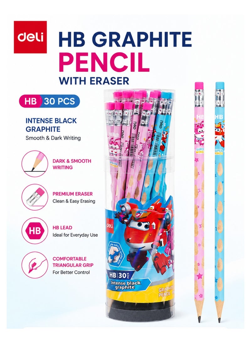 Deli 30-Piece HB Graphite Pencils Super Wings Themed - Image 1