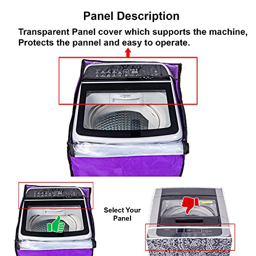 Classic Top Load Washing Machine Cover Suitable for Whirlpool 360°/Stain Wash Back Panel 6.0 Kg, 6.5 Kg, 7 Kg, 7.2 Kg, 7.5 Kg (58cms X 58cms X 97cms) Color - Purple - Image 2