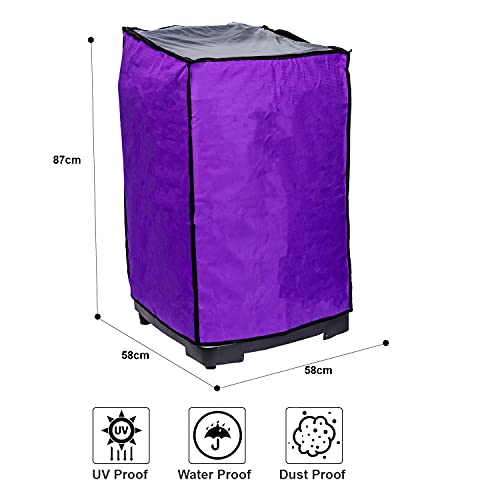 Classic Top Load Washing Machine Cover Suitable for Whirlpool 360°/Stain Wash Back Panel 6.0 Kg, 6.5 Kg, 7 Kg, 7.2 Kg, 7.5 Kg (58cms X 58cms X 97cms) Color - Purple - Image 4