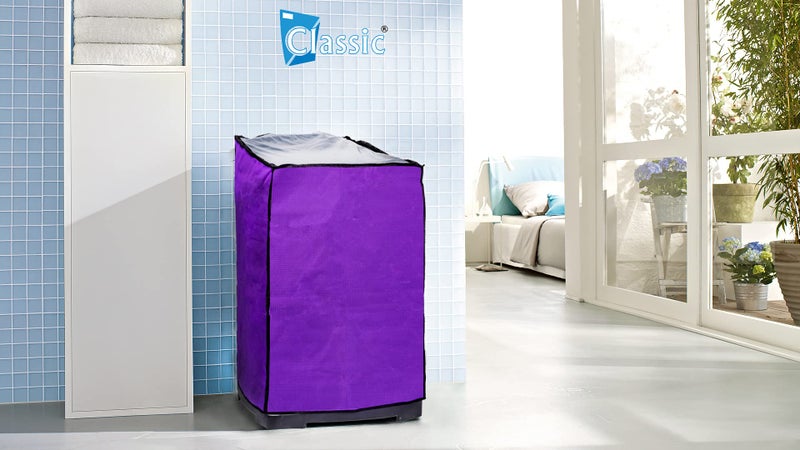 Classic Top Load Washing Machine Cover Suitable for Whirlpool 360°/Stain Wash Back Panel 6.0 Kg, 6.5 Kg, 7 Kg, 7.2 Kg, 7.5 Kg (58cms X 58cms X 97cms) Color - Purple - Image 3