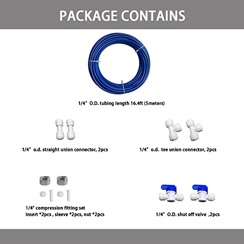 Malida RO Water Systems Ice Maker Kit 1/4" for Reverse Osmosis Systems and Water Filters (Blue Water Pipe) - Image 2