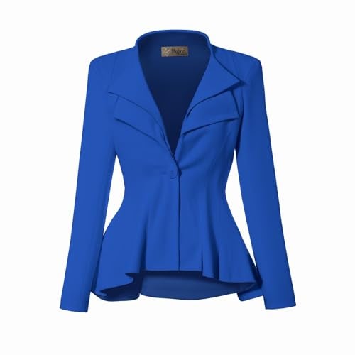 Hybrid & Company Women Double Notch Lapel Office Blazer JK43864 1073T Royal XLarge - Image 1