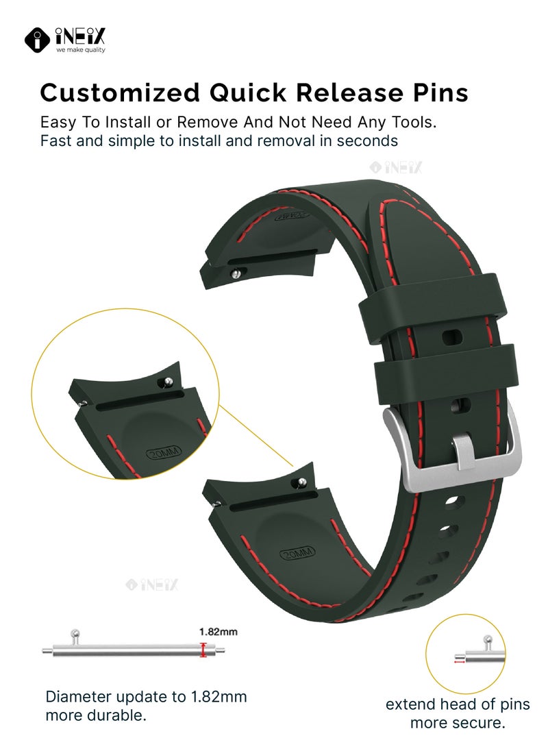 INEIX Silicone Replacement Strap For Samsung Galaxy Watch 42 mm Dark Green  - Image 4
