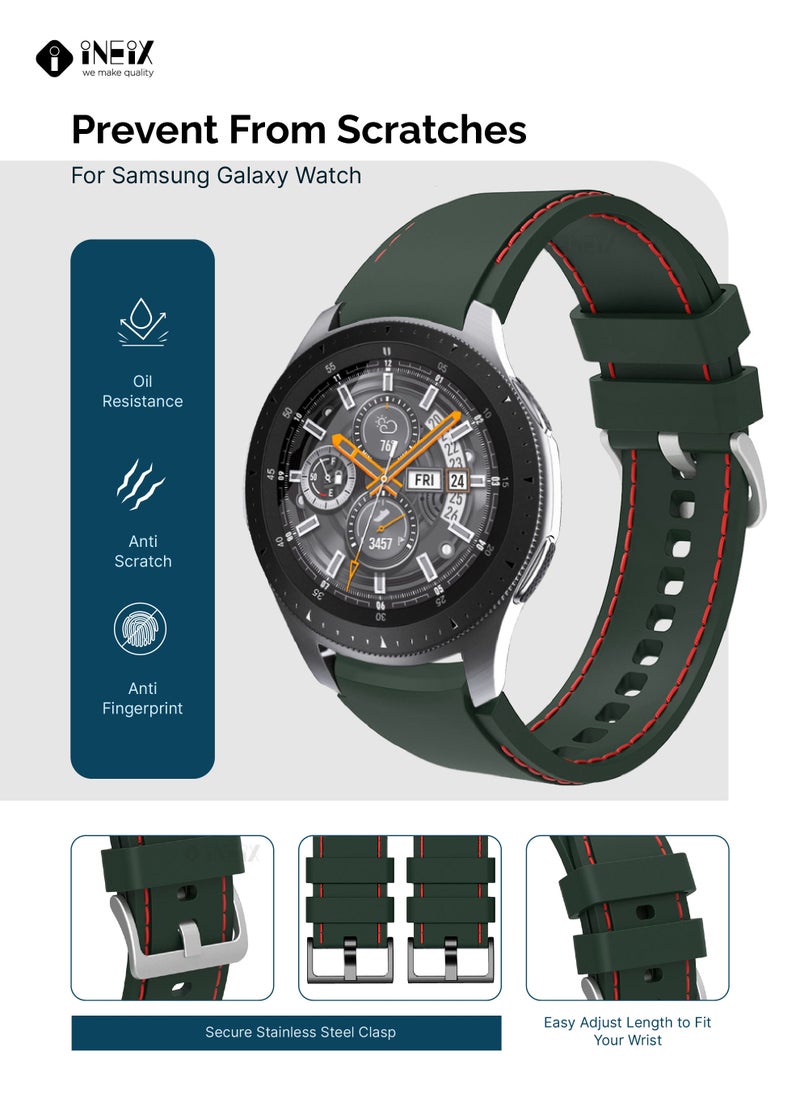 INEIX Silicone Replacement Strap For Samsung Galaxy Watch 42 mm Dark Green  - Image 2