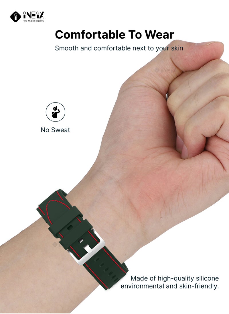 INEIX Silicone Replacement Strap For Samsung Galaxy Watch 42 mm Dark Green  - Image 3
