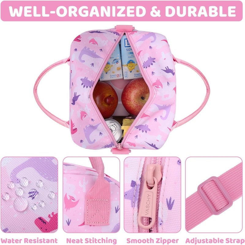Vaschy Lunch Box Bag for Kids, Insulated Lunchbox Tote for Toddler Little Girls School Daycare Kindergarten Dinosaur - Image 4