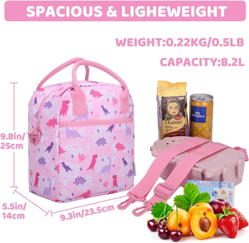 Vaschy Lunch Box Bag for Kids, Insulated Lunchbox Tote for Toddler Little Girls School Daycare Kindergarten Dinosaur - Image 3