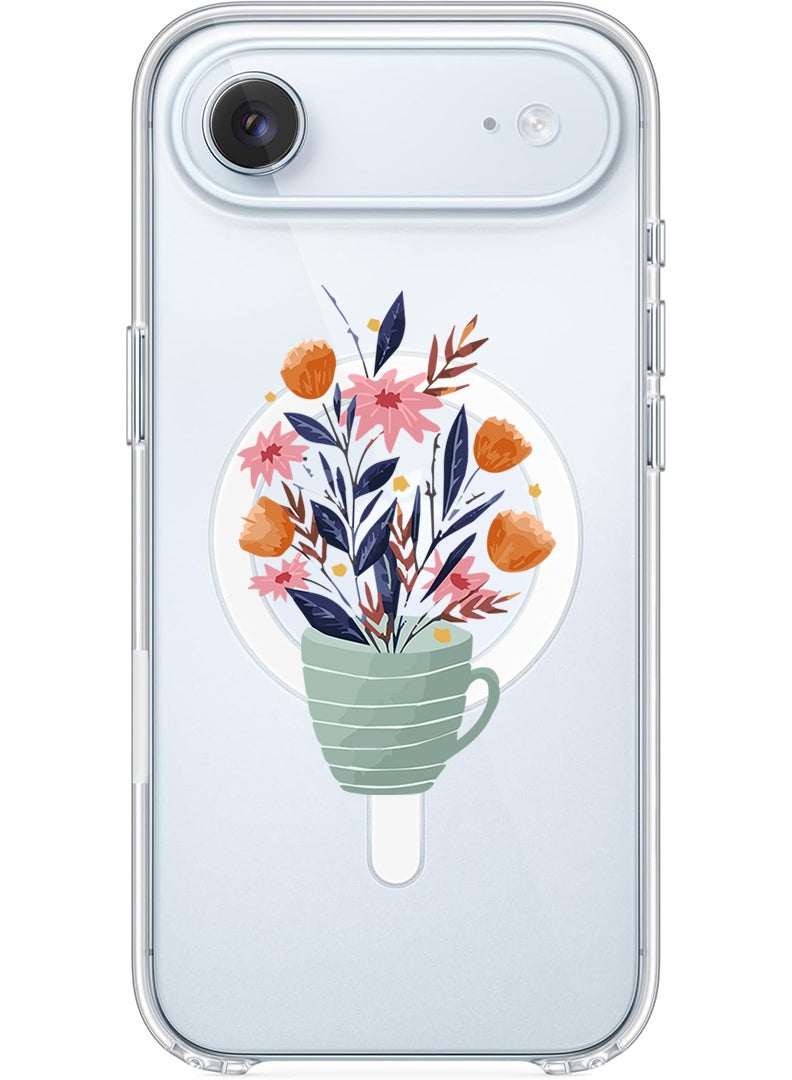 Theodor Magnetic Case for Apple iPhone 17 Air Compatible with MagSafe Wireless Charging, Shockproof Phone Bumper Cover - Cup of Flower - Image 1