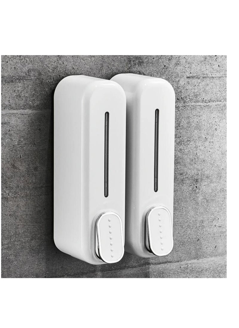 BLUE CORAL Wall Mount Soap Dispenser 350ml x 2 Manual Shampoo Shower Gel Dispenser Lotion Container Liquid Hand Soap Dispenser Hotel Malls Hospitals Bathroom Accessories White  - Image 2