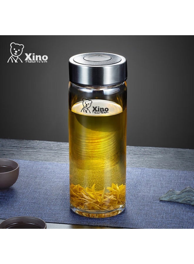 Heenoor Xino Glass Cup, Single Layer, Thickened, Large Capacity, For Home And Office Use, Tea Infuser Mug, For Men, Car Water Bottle, Xn-6017l, 530ml - Image 1