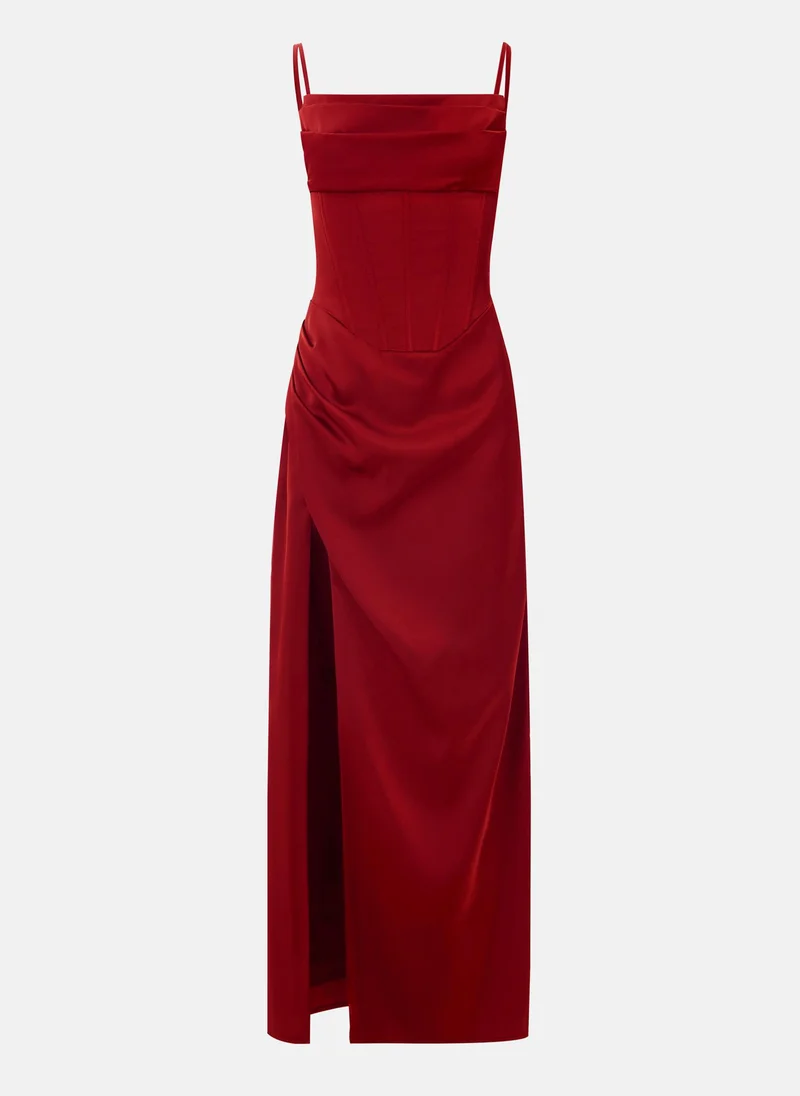Lichi Midi combination dress with waist corset insert