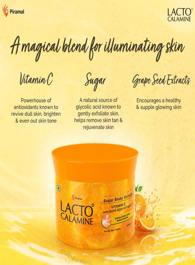 Lacto Calamine Vitamin C Sugar Body Scrub | 200 g | Gentle Body Exfoliator | Body Scrub for Healthy & Glowing Clear Skin | Vitamin C, Sugar & Grape Seed Extract Removes Tan & Dead Skin Cells - Image 1