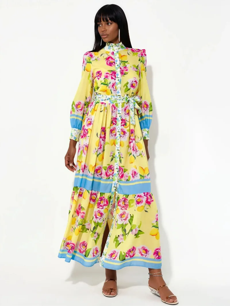 Jennyfer Floral Belted Maxi Dress