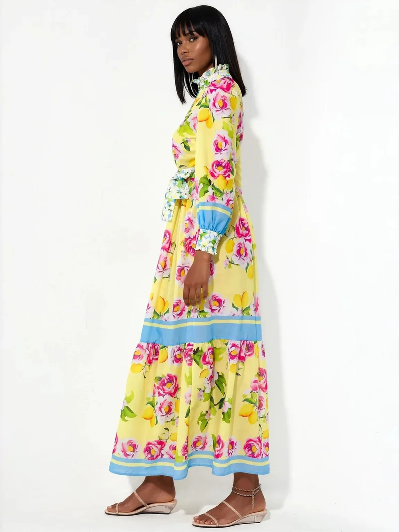Jennyfer Floral Belted Maxi Dress