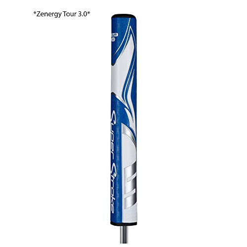 Super Stroke SuperStroke Zenergy Tour 3.0 Golf Putter Grip with No Taper Enhanced SPYNE Technology, New Multi-Zone Texturing and Tech-Port, Blue/White - Image 3