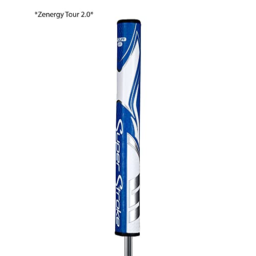 Super Stroke SuperStroke Zenergy Tour 3.0 Golf Putter Grip with No Taper Enhanced SPYNE Technology, New Multi-Zone Texturing and Tech-Port, Blue/White - Image 2