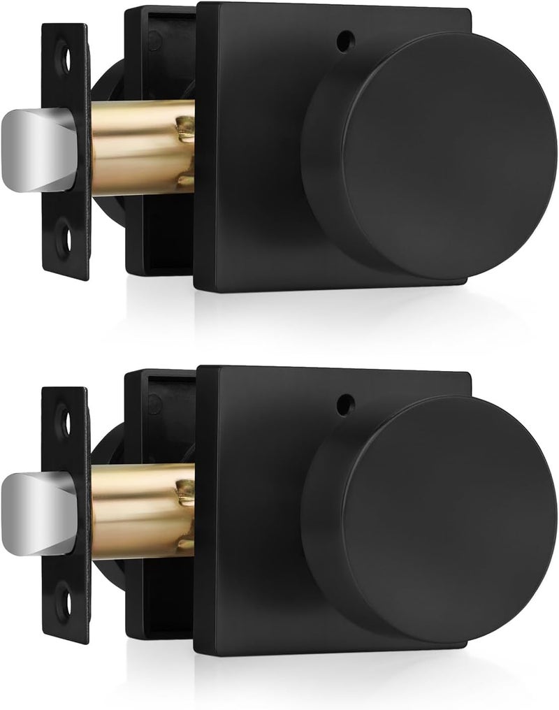 Haidms Matte Black Door Knobs Interior Privacy, Heavy Duty Square Black Interior Door Knobs for Bedroom, Zinc Alloy Privacy Door Knob Bathroom (2 Pack) - Image 1